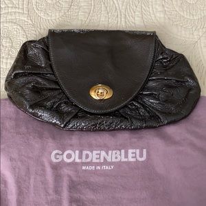 Goldenbleu Patent Leather Clutch Bag in Gray Taupe